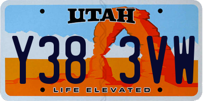 UT license plate Y383VW