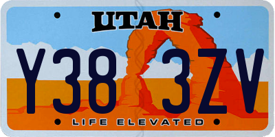 UT license plate Y383ZV