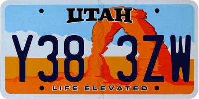 UT license plate Y383ZW