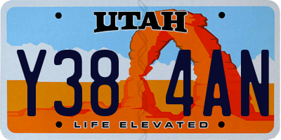 UT license plate Y384AN