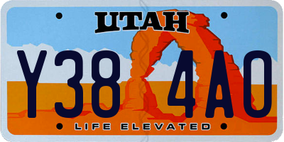 UT license plate Y384AO
