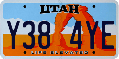 UT license plate Y384YE