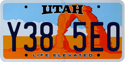 UT license plate Y385EO
