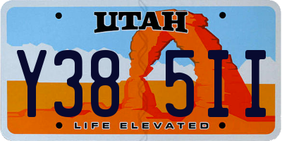 UT license plate Y385II