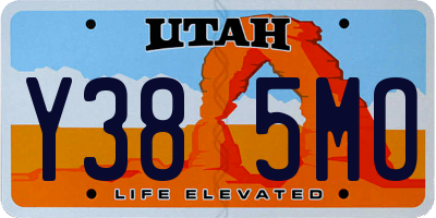UT license plate Y385MO
