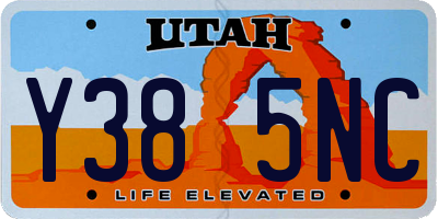 UT license plate Y385NC