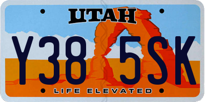 UT license plate Y385SK