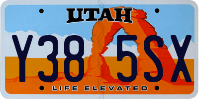 UT license plate Y385SX