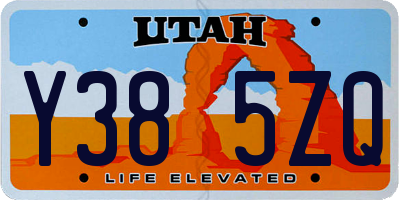 UT license plate Y385ZQ