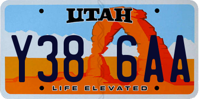 UT license plate Y386AA