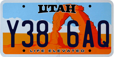 UT license plate Y386AQ