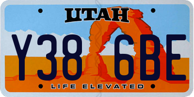 UT license plate Y386BE