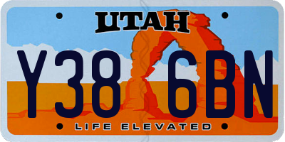 UT license plate Y386BN
