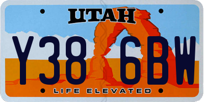 UT license plate Y386BW