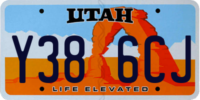 UT license plate Y386CJ