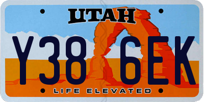 UT license plate Y386EK