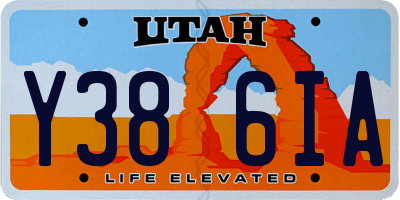 UT license plate Y386IA