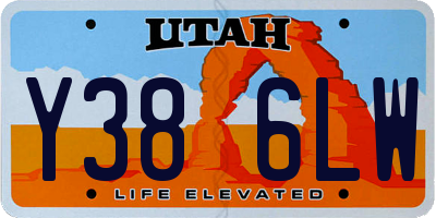 UT license plate Y386LW