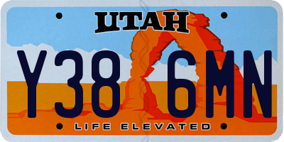 UT license plate Y386MN