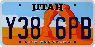UT license plate Y386PB