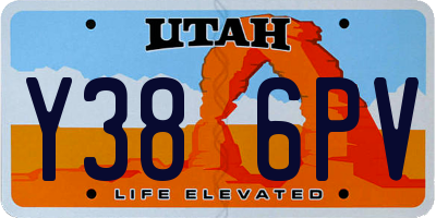 UT license plate Y386PV