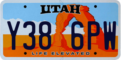 UT license plate Y386PW
