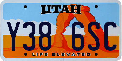 UT license plate Y386SC