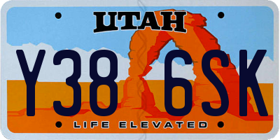 UT license plate Y386SK