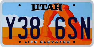 UT license plate Y386SN