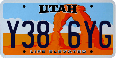 UT license plate Y386YG