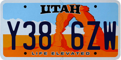 UT license plate Y386ZW