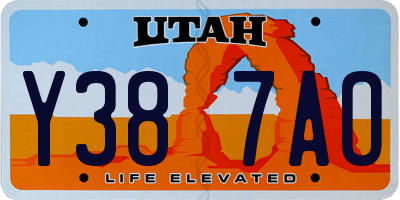UT license plate Y387AO