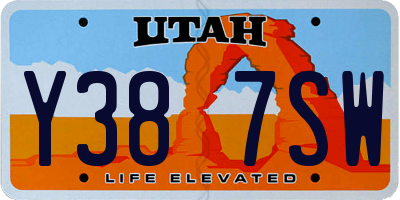 UT license plate Y387SW