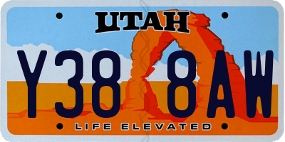 UT license plate Y388AW
