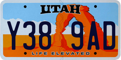 UT license plate Y389AD