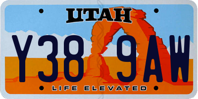 UT license plate Y389AW
