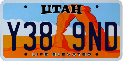UT license plate Y389ND