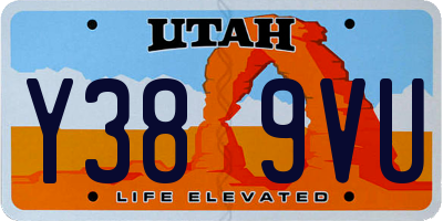UT license plate Y389VU