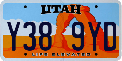UT license plate Y389YD