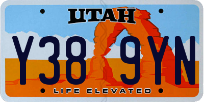 UT license plate Y389YN