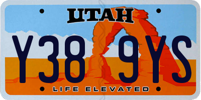 UT license plate Y389YS
