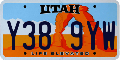 UT license plate Y389YW