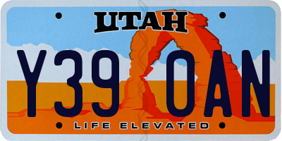 UT license plate Y390AN