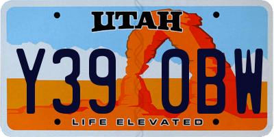 UT license plate Y390BW