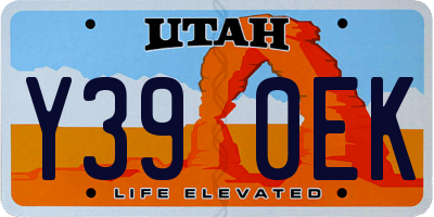 UT license plate Y390EK