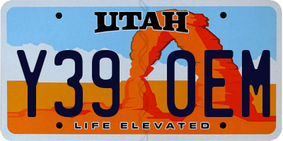 UT license plate Y390EM