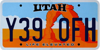 UT license plate Y390FH