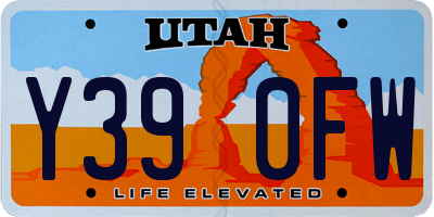 UT license plate Y390FW