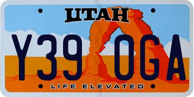 UT license plate Y390GA