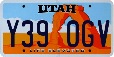 UT license plate Y390GV